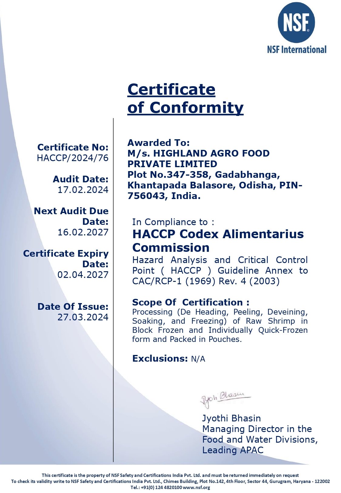 ASC Certificate
