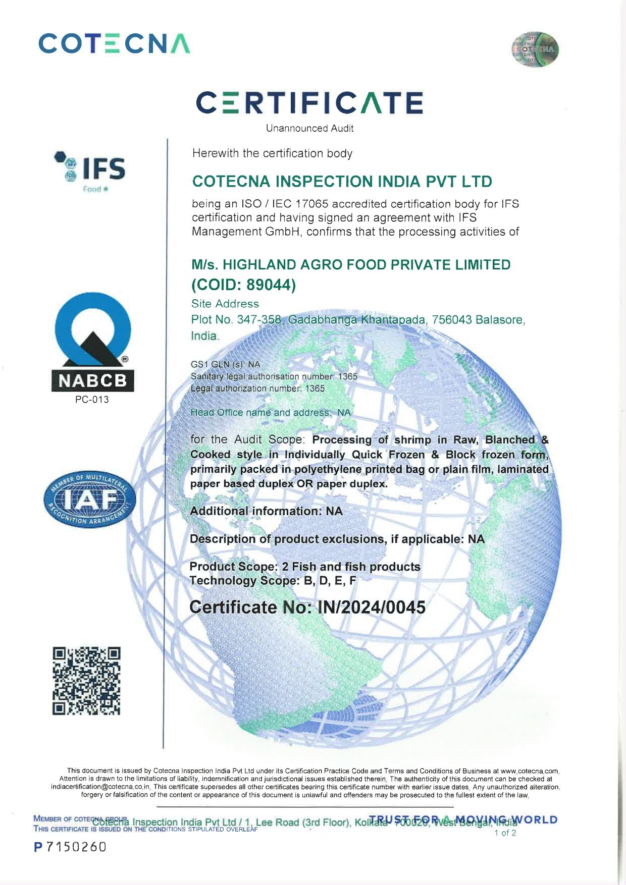 Certificate of Registration